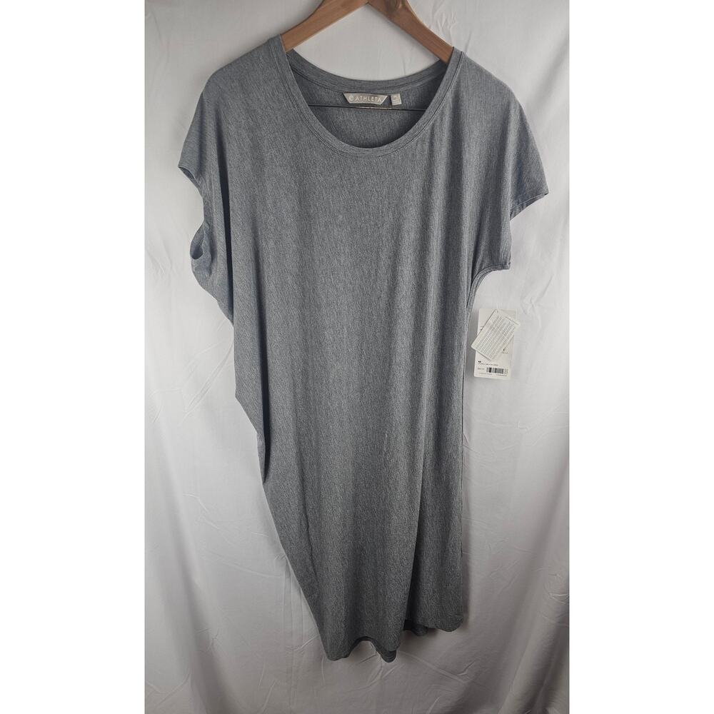 NWT Athleta Size Medium Draped Crew Dress Grey Soft Stretch MicroModal